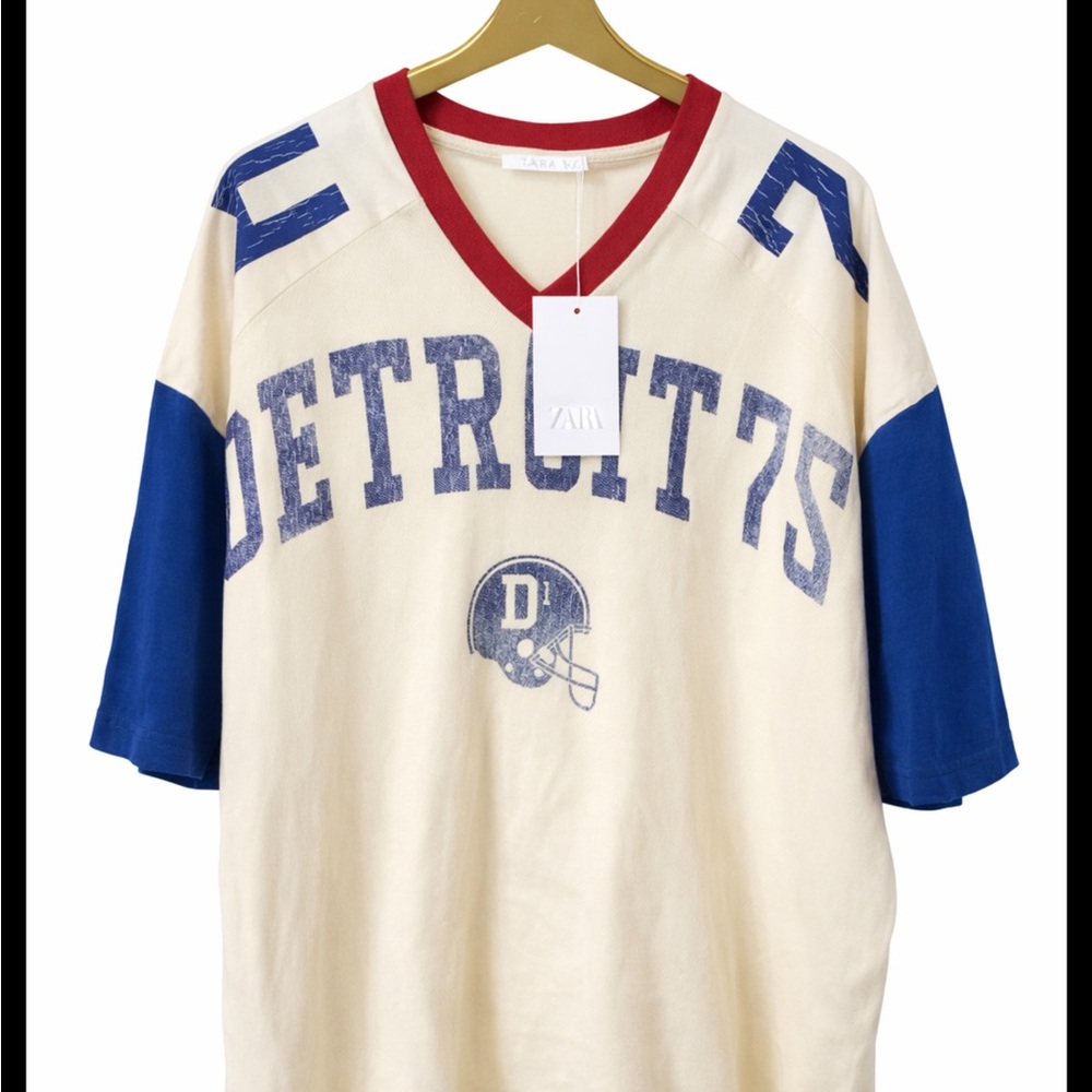 Zara Cream and Blue Detroit 75 Jersey